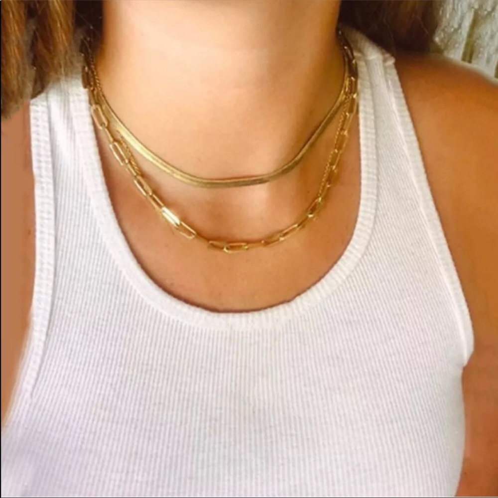 New Women’s Yellow Gold Plated 2 Layers Necklace - Picture 1 of 7
